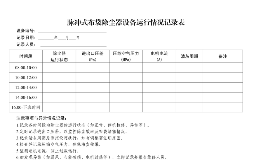 环保验收人员检查除尘器运行记录
